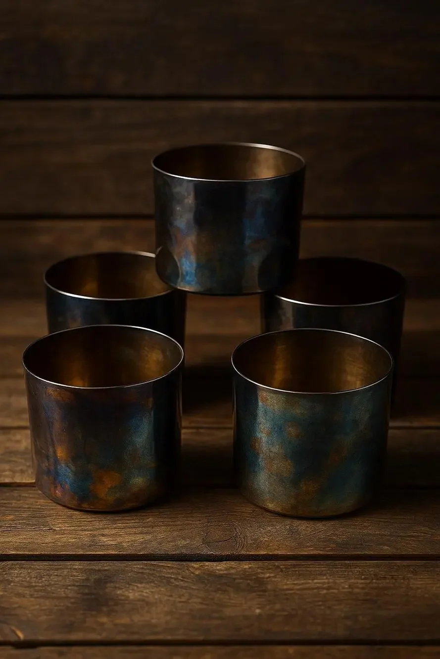 Vintage Patina Silver-Plated Cups – Valero E.P.B. Spain, Set of 5